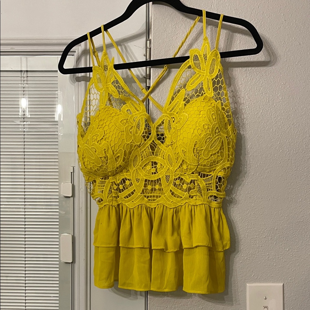 Lulumari Yellow Lace Camisole Top